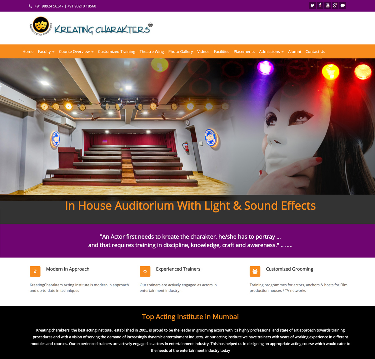 Website Design For Acting School In Mumbai