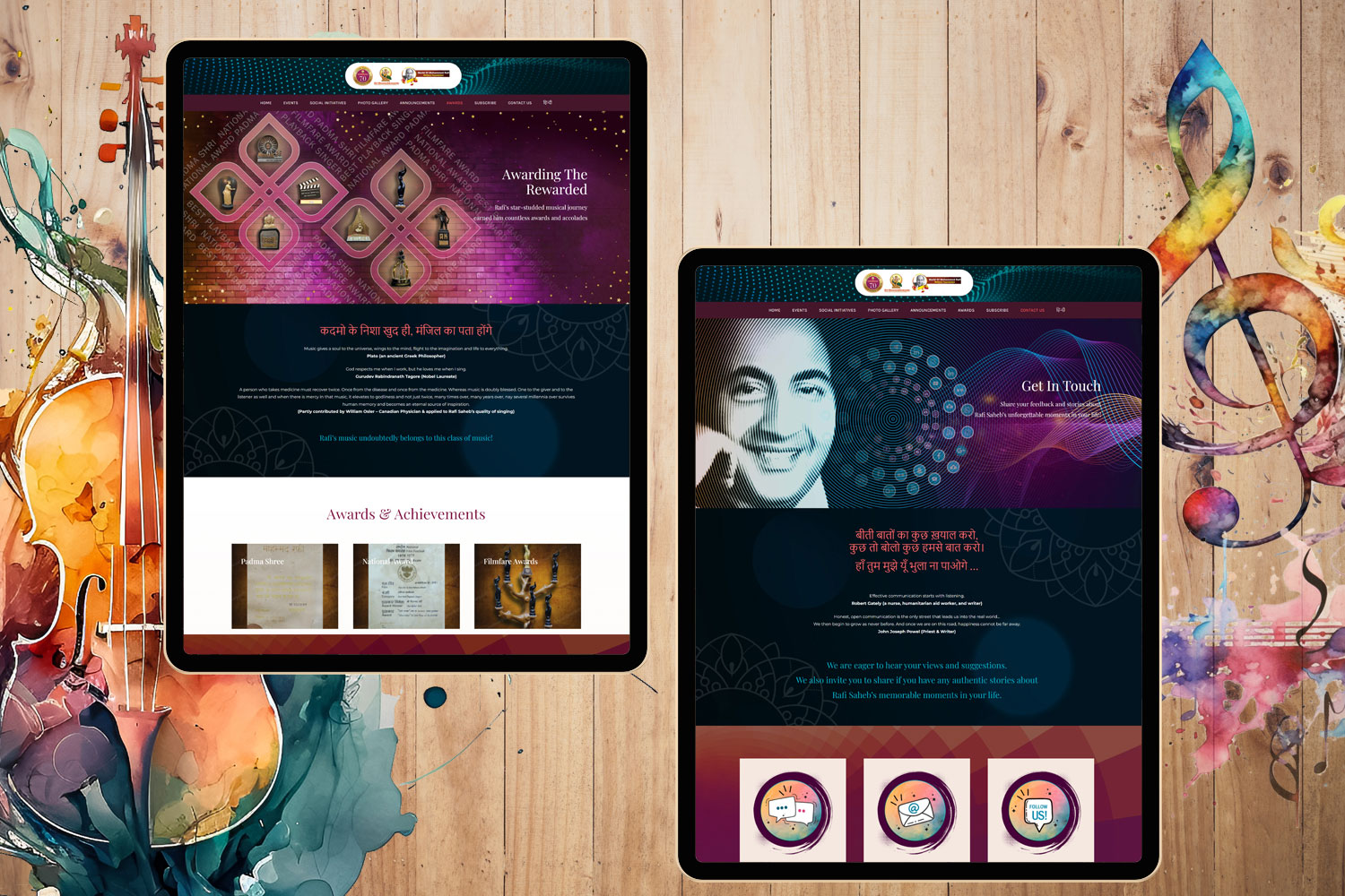 Web site design and development for Indian Singer Mohammed Rafi